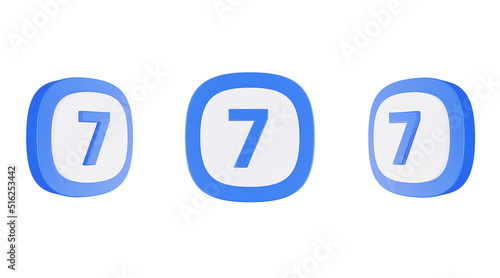 3d icon illustration number 7 seven isolated