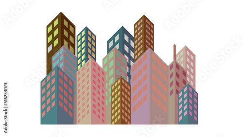 the simple vector city landscape, skyscrapers, and tall buildings 