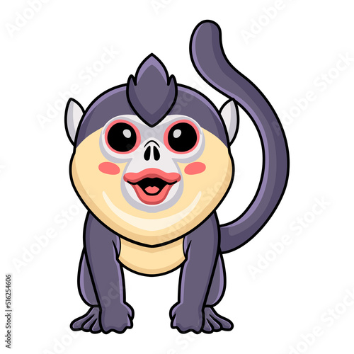 Cute little snub nosed monkey cartoon sitting