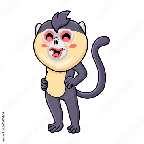Cute little snub nosed monkey cartoon standing