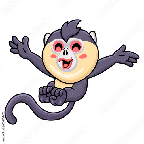 Cute little snub nosed monkey cartoon posing