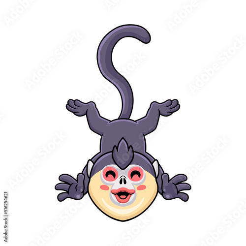 Cute little snub nosed monkey cartoon posing