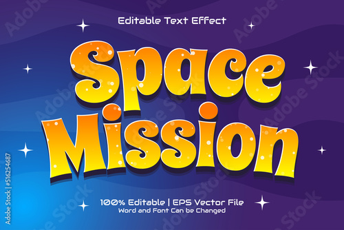 Editable text effect - Space Mission Flat Cartoon Game style