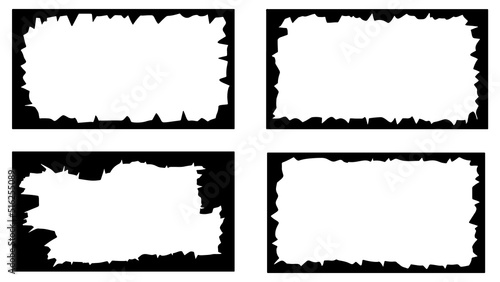 set of black and white broken frames  vector illustration