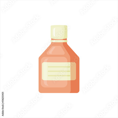 Medical bottle with label. Flat vector illustration.
