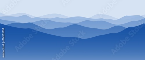 Mountain layers outdoor panorama vector landscape illustration, perfect for background, desktop background, nature banner, adventure banner.