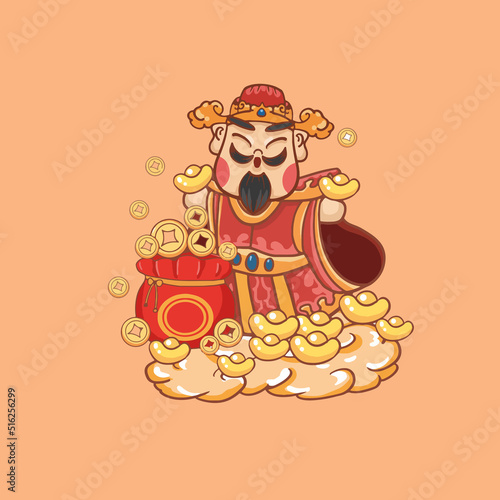 God of wealth cartoon illustration design
