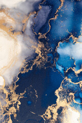 Marble ink abstract art from exquisite original painting for abstract background . Painting was painted on high quality paper texture to create smooth marble background pattern of kintsuki ink art .