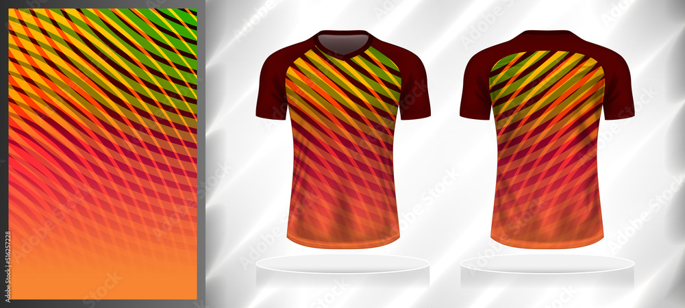Vector sport pattern design template for T-shirt front and back view ...