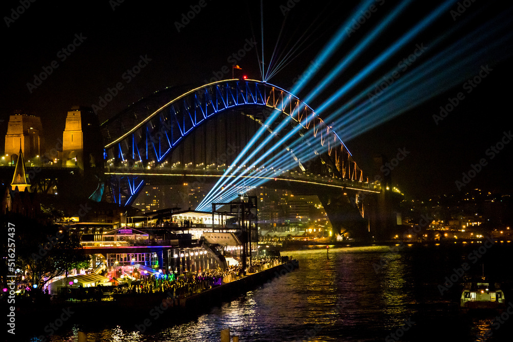 Sydney Harbour Bridge and Vivid Festival Light Show