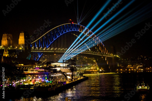 Sydney Harbour Bridge and Vivid Festival Light Show