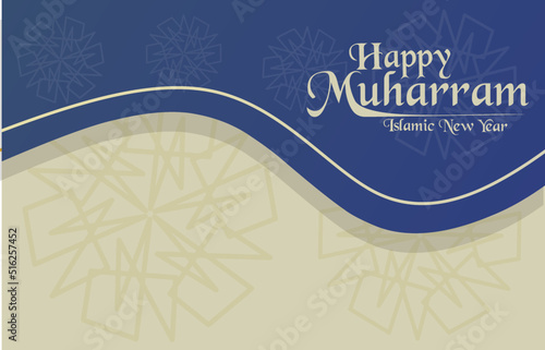 happy muharram islamic new year greeting card with copyspace