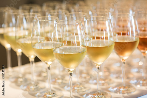 glasses of wine in a rows