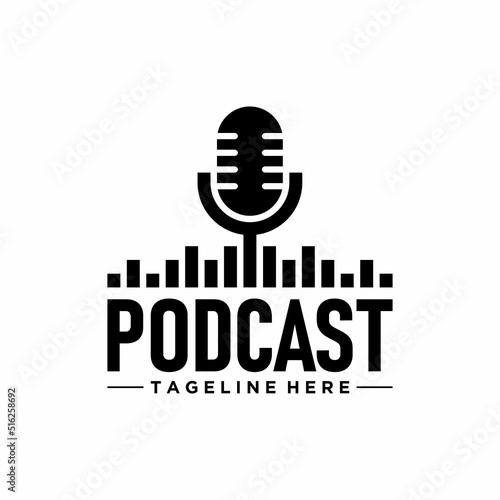 Podcast logo design. Podcast microphone. Podcast icon. logo design template