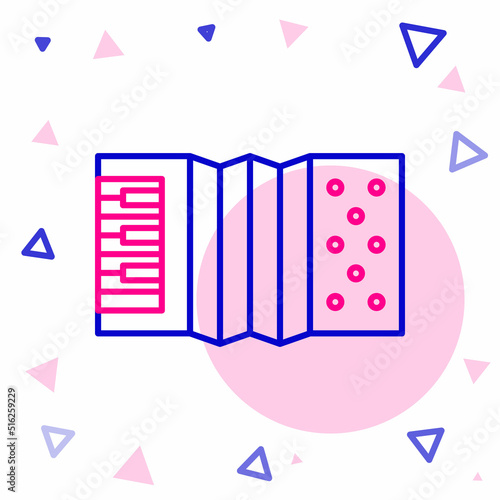 Line Musical instrument accordion icon isolated on white background. Classical bayan, harmonic. Colorful outline concept. Vector