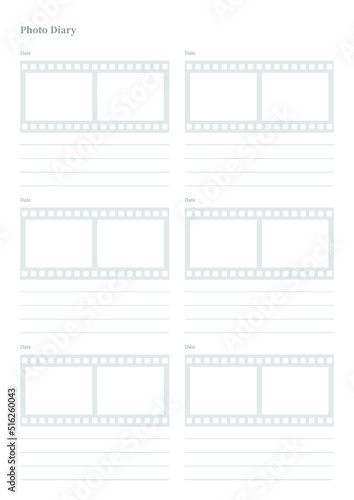 Note, scheduler, diary, calendar planner document template illustration. photo diary.