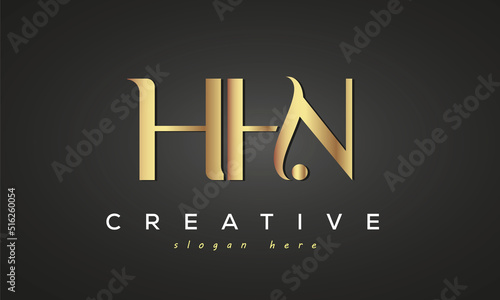 HHN creative luxury stylish logo design with golden premium look, initial tree letters customs logo for your business and company	 photo