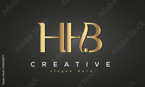 HHB creative luxury stylish logo design with golden premium look, initial tree letters customs logo for your business and company	