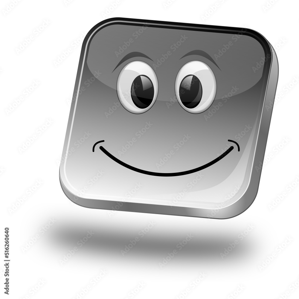 Button with smiling face - 3D illustration Button with smiling face - 3D illustration