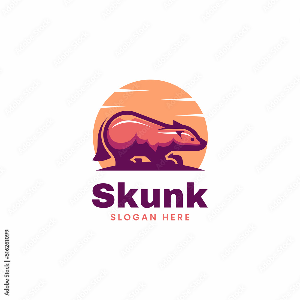 Obraz premium Vector Logo Illustration Skunk Simple Mascot Style.