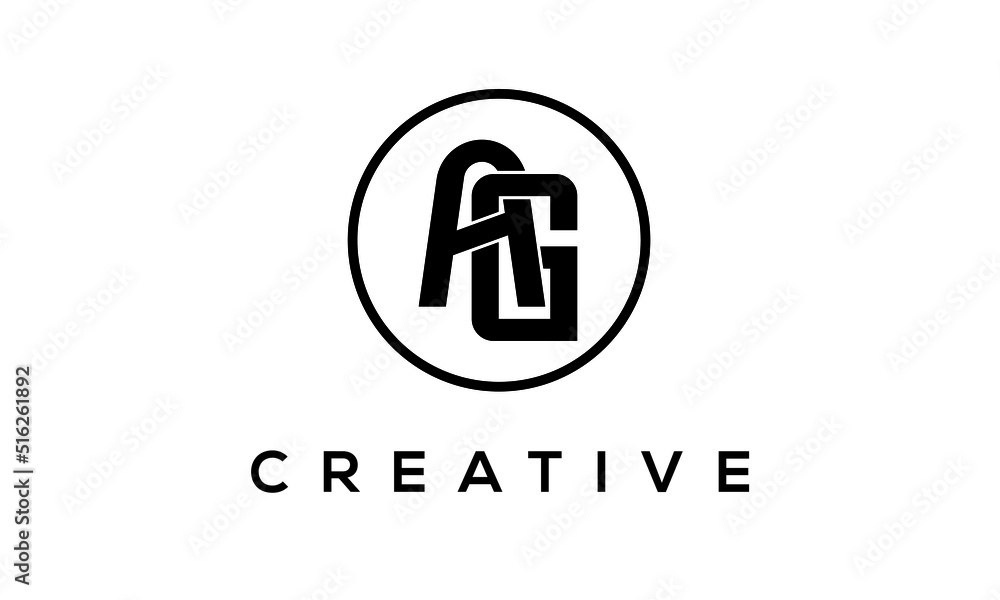 Monogram / initial letters AG creative corporate customs typography logo design. spiral letters universal elegant vector emblem with circle for your business and company.