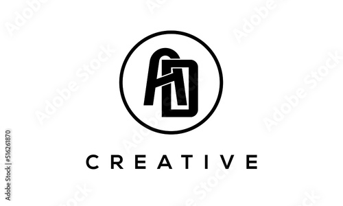 Monogram   initial letters AD creative corporate customs typography logo design. spiral letters universal elegant vector emblem with circle for your business and company.