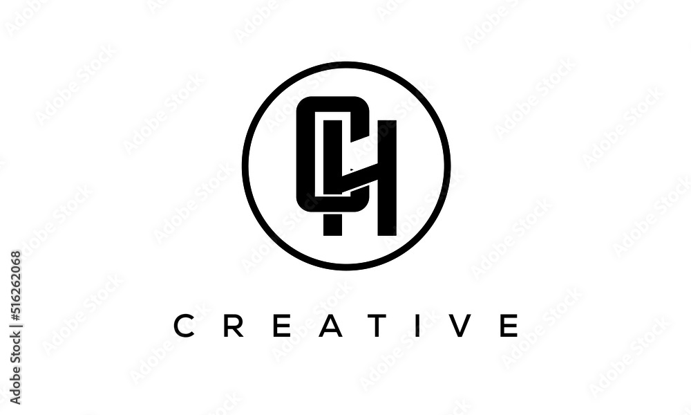 Monogram / initial letters CH creative corporate customs typography logo design. spiral letters universal elegant vector emblem with circle for your business and company.