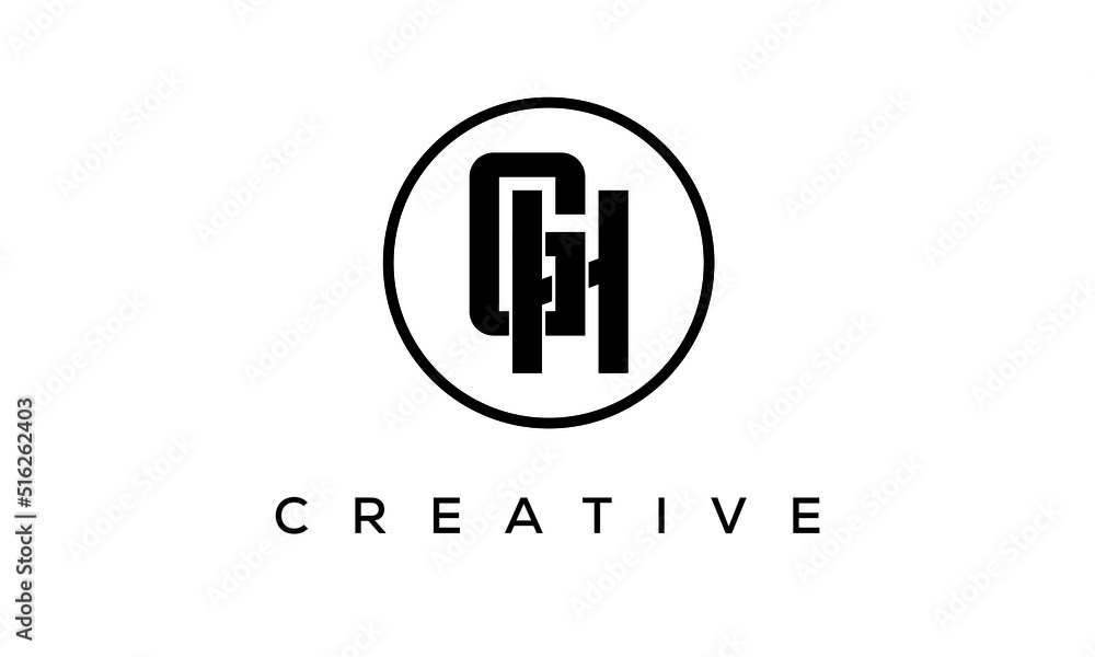 Monogram / initial letters GH creative corporate customs typography logo design. spiral letters universal elegant vector emblem with circle for your business and company.