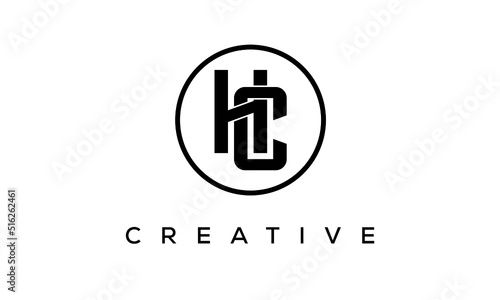 Monogram / initial letters HC creative corporate customs typography logo design. spiral letters universal elegant vector emblem with circle for your business and company.