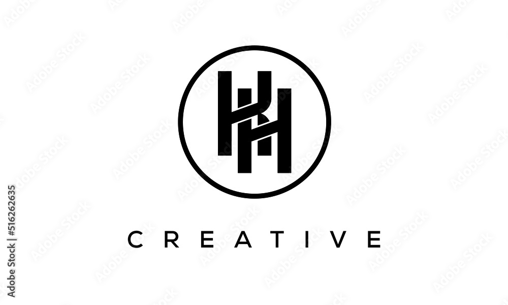 Monogram / initial letters KH creative corporate customs typography logo design. spiral letters universal elegant vector emblem with circle for your business and company.