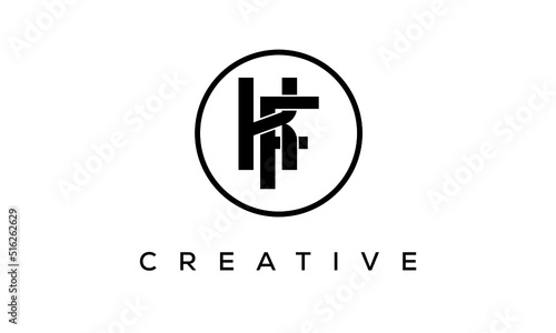 Monogram   initial letters KF creative corporate customs typography logo design. spiral letters universal elegant vector emblem with circle for your business and company.