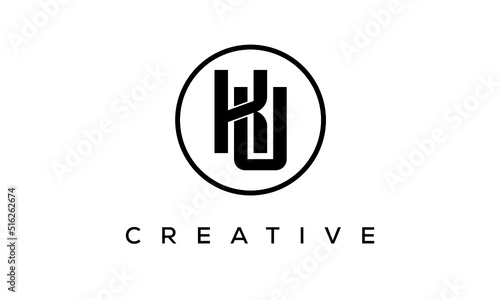 Monogram / initial letters KU creative corporate customs typography logo design. spiral letters universal elegant vector emblem with circle for your business and company. photo