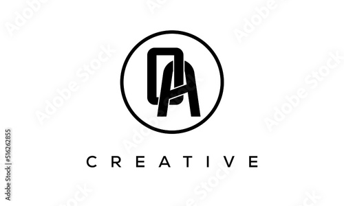 Monogram / initial letters OA creative corporate customs typography logo design. spiral letters universal elegant vector emblem with circle for your business and company. photo