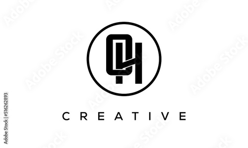 Monogram / initial letters OH creative corporate customs typography logo design. spiral letters universal elegant vector emblem with circle for your business and company.