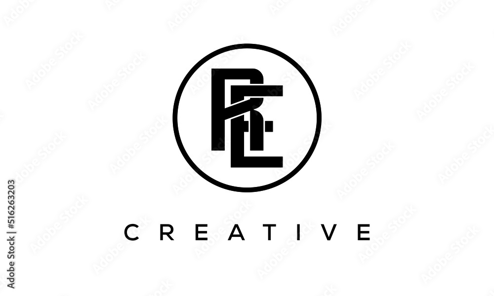 Monogram / initial letters RE creative corporate customs typography logo design. spiral letters universal elegant vector emblem with circle for your business and company.