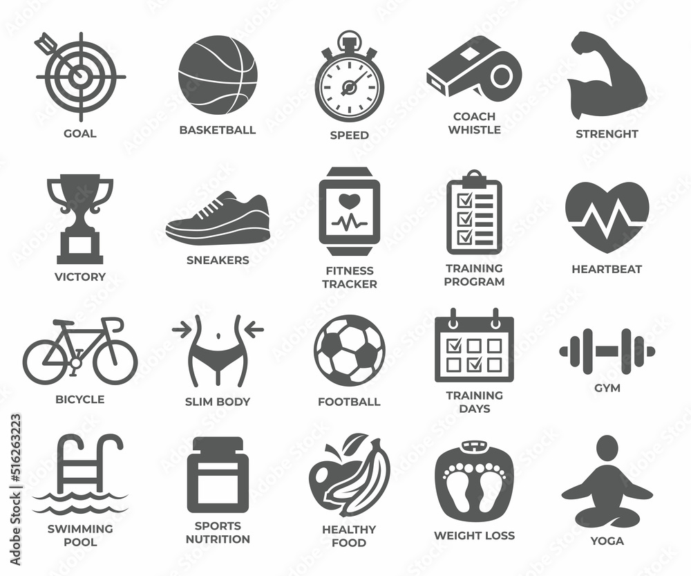 Sport icons set on white background