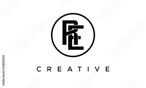 Monogram   initial letters RE creative corporate customs typography logo design. spiral letters universal elegant vector emblem with circle for your business and company.