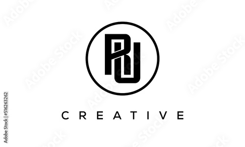 Monogram / initial letters RU creative corporate customs typography logo design. spiral letters universal elegant vector emblem with circle for your business and company.