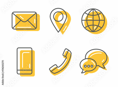 Contact icons set on white background