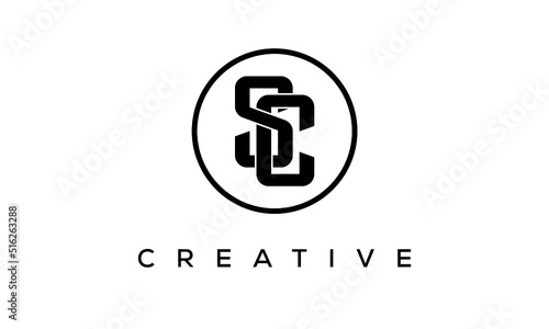 Monogram / initial letters SC creative corporate customs typography logo design. spiral letters universal elegant vector emblem with circle for your business and company.