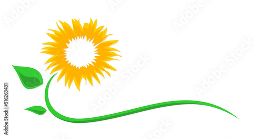 A symbol of a stylized garden sunflower.