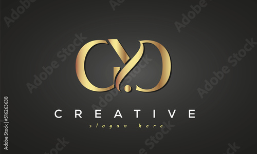 GYO creative luxury stylish logo design with golden premium look, initial tree letters customs logo for your business and company photo