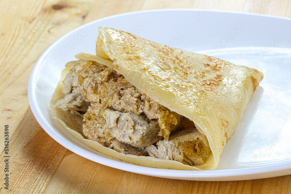 Pancake with chicken and onion Pancake with chicken and onion