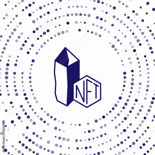 Blue NFT Digital crypto art icon isolated on white background. Non fungible token. Abstract circle random dots. Vector