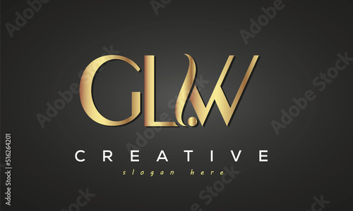 GLW creative luxury stylish logo design with golden premium look, initial tree letters customs logo for your business and company photo