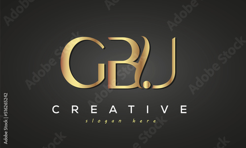 GBU creative luxury stylish logo design with golden premium look, initial tree letters customs logo for your business and company photo