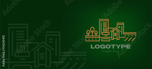 Real estate logo building silhouette city developer template vector