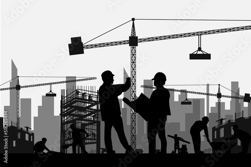 cute construction activity silhouette