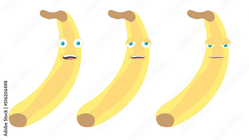 vector smiley character bananas with different face expressions