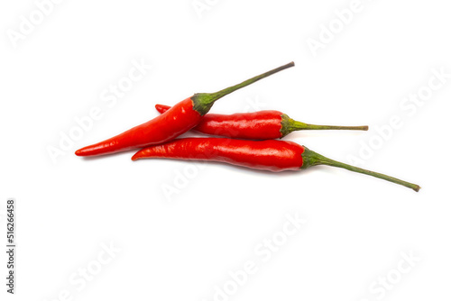 Red chili peppers isolated on white background.